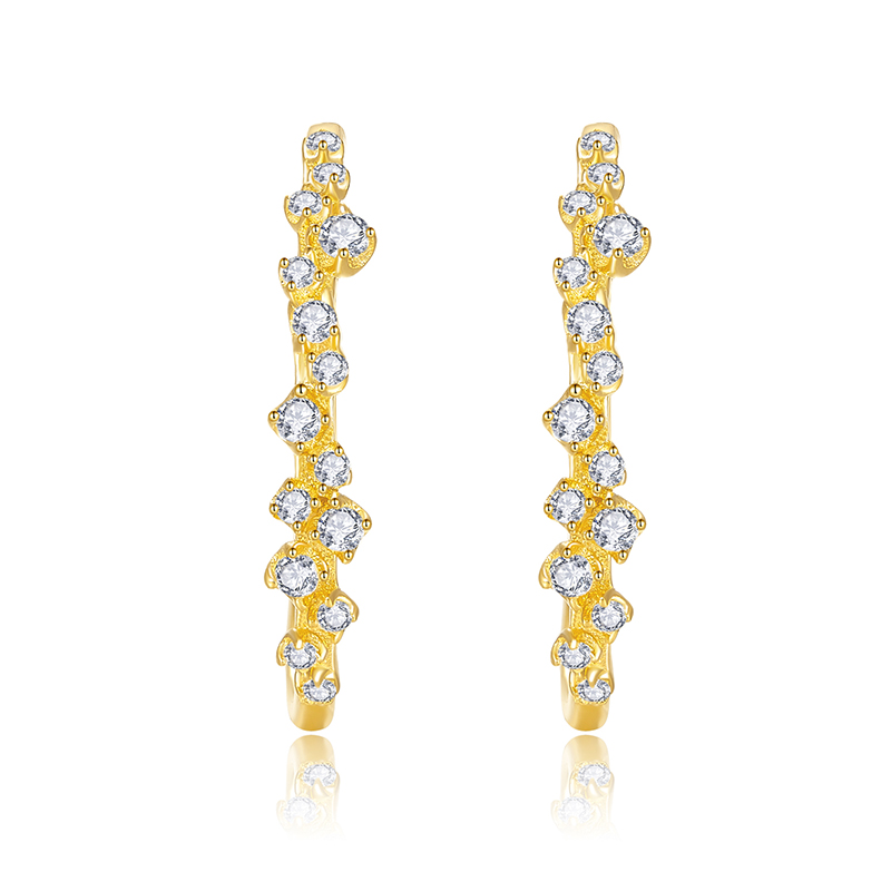Fashion 18K Yellow Gold CVD Lab Diamond Earring Hoops