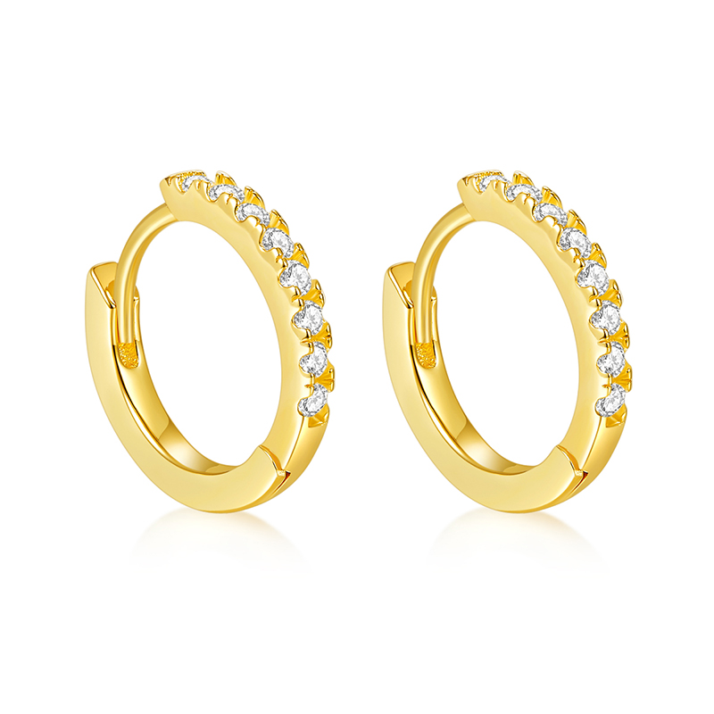 Fine Jewelry 18K Yellow Gold Diamond Earring Hoops