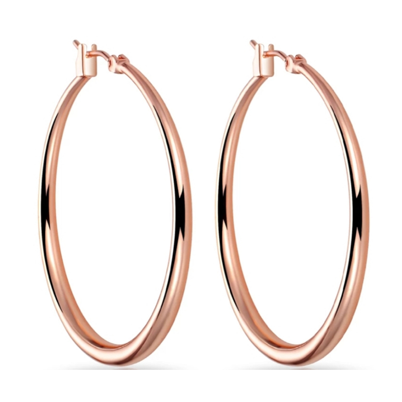 Fashion Style Solid 925 Silver Earring Hoops with Rose Gold Plated
