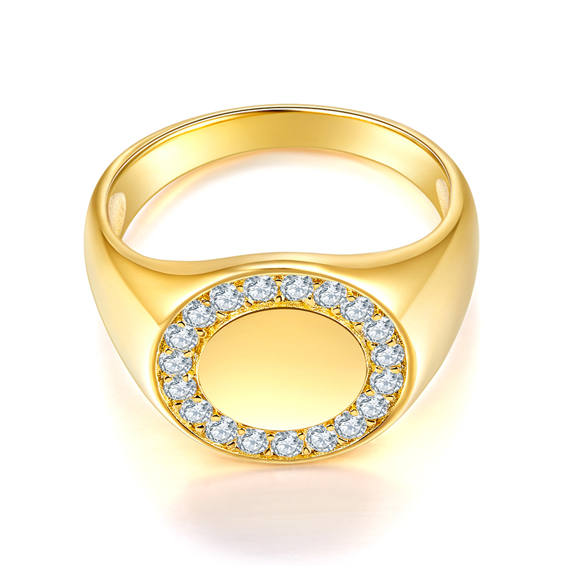 18K Yellow Gold Diamond Men Rings Fashion Jewelry Style