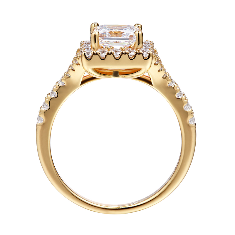 18K Yellow Gold Princess Diamond Engagement Ring Jewelry