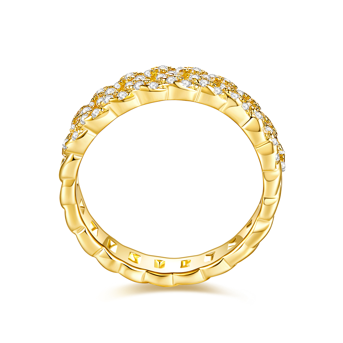 Fashion Chain Style Ring Band 18K Yellow Gold Diamond Jewelry