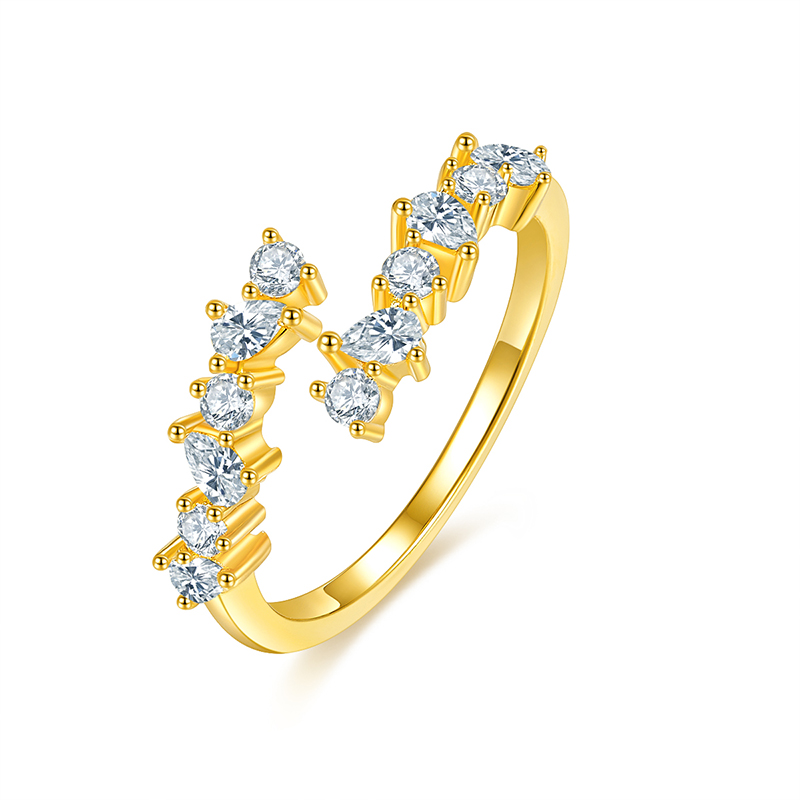 Fashion Open 戒指 Band 18K Yellow Gold Diamond Jewelry