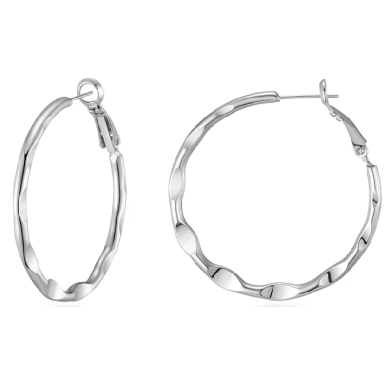 Fashion Solid 925 Silver Earring Hoops with Rose Gold Plated Jewelry
