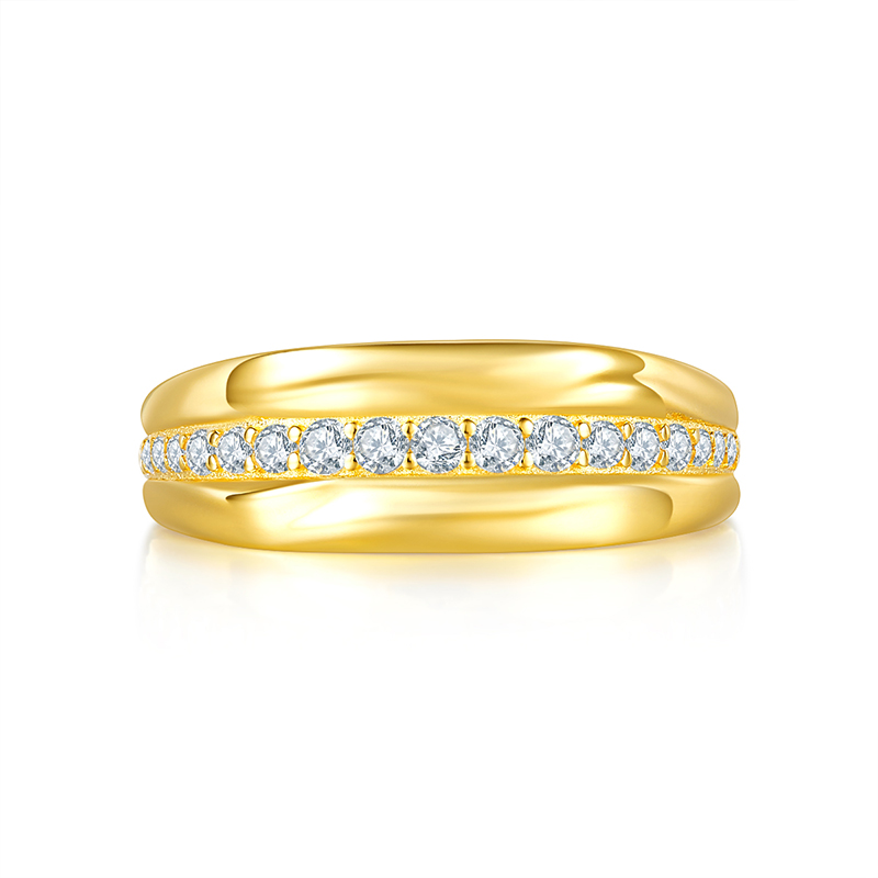 18K Yellow Gold Diamond Men Ring Fashion CVD Lab Diamond Jewelry