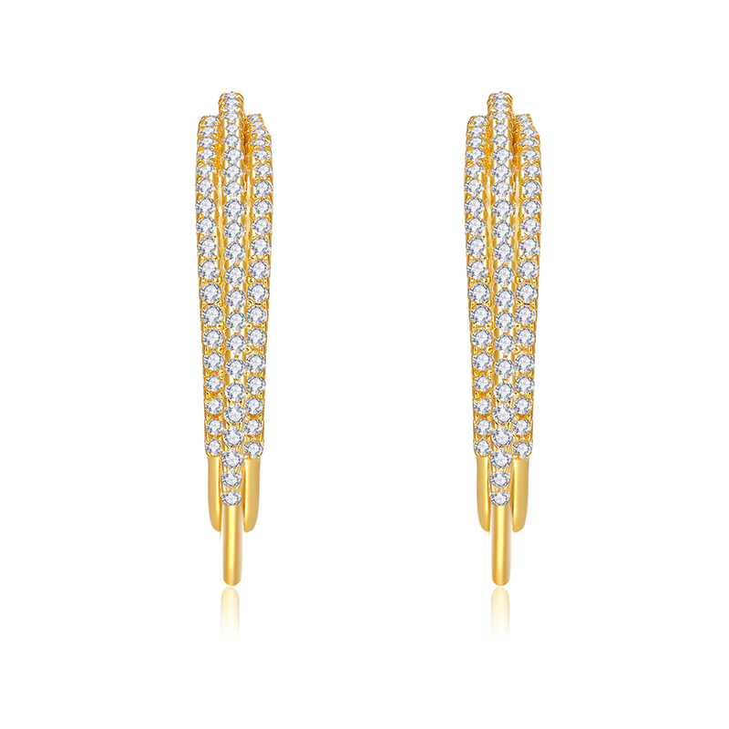 Fashion Style 18K Yellow Gold CVD Lab Diamond Earring Hoops Jewelry