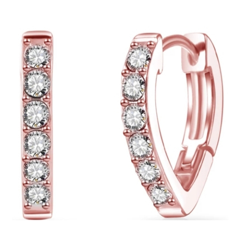 Fashion Heart Earring Hoops 925 Silver Jewelry 18K Rose Gold Plated