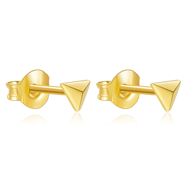 Fashion Pyramid 18K Yellow Gold Solid Gold Earring Studs
