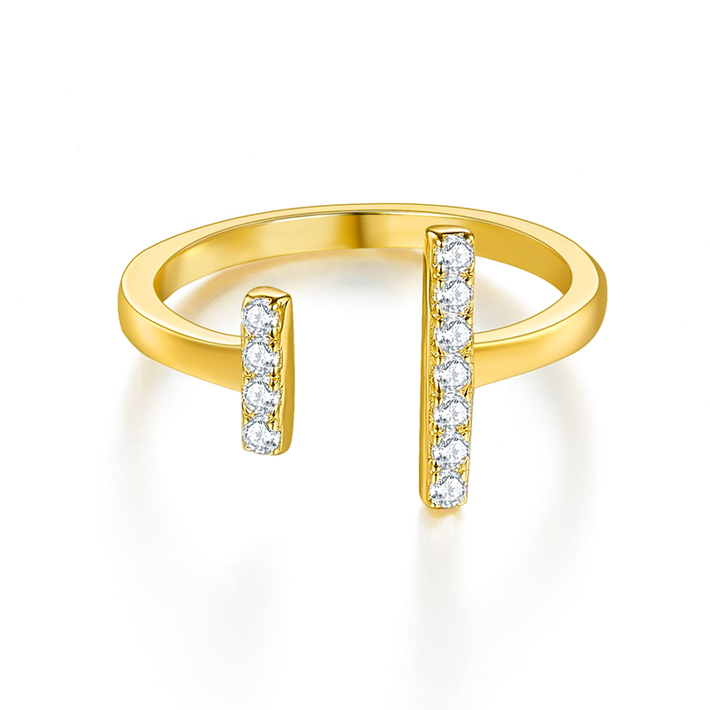 Fashion T Ring Band 18K Yellow Gold Diamond Jewelry with IGI Report