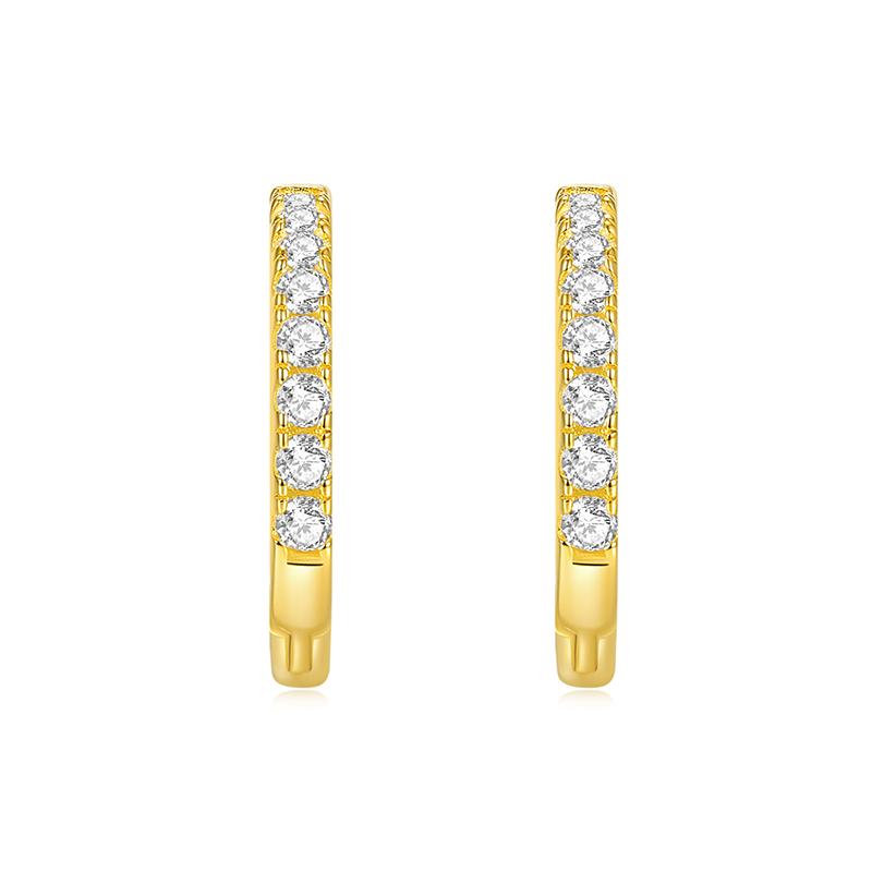 Fine Jewelry 18K Yellow Gold Diamond Earring Hoops
