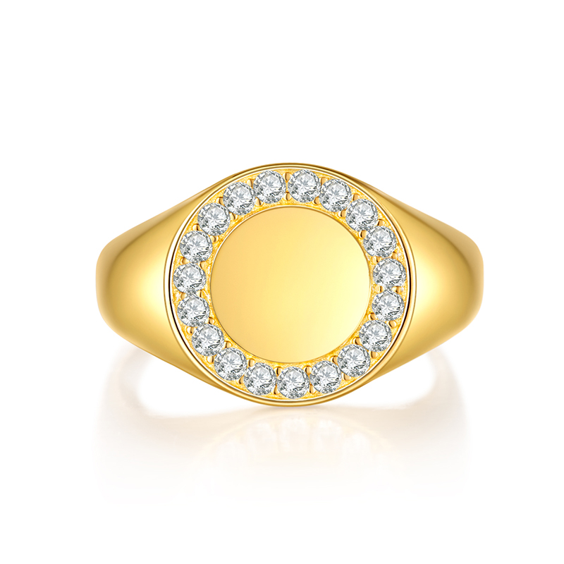18K Yellow Gold Diamond Men Rings Fashion Jewelry Style