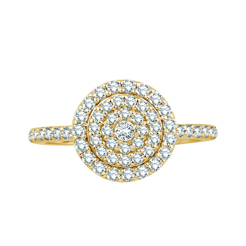 Fashion 18K Yellow Gold Full Diamond Rings Jewelry