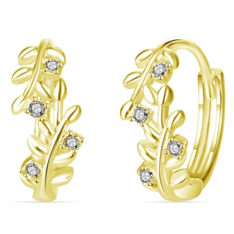 Fashion Tree Leaves Earring Hoop 925 Silver Jewelry with Rose Gold Plated